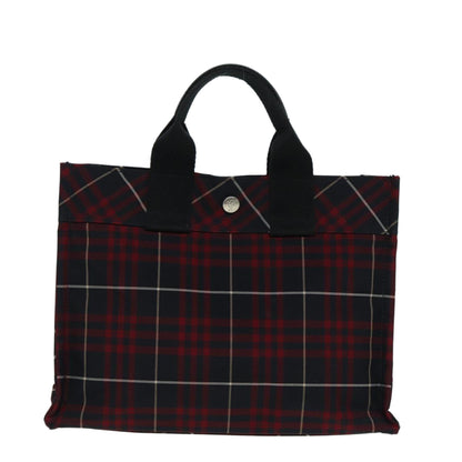 BURBERRY Nova Check Blue Label Hand Bag Nylon Red Auth hs1682
