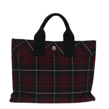 BURBERRY Nova Check Blue Label Hand Bag Nylon Red Auth hs1682