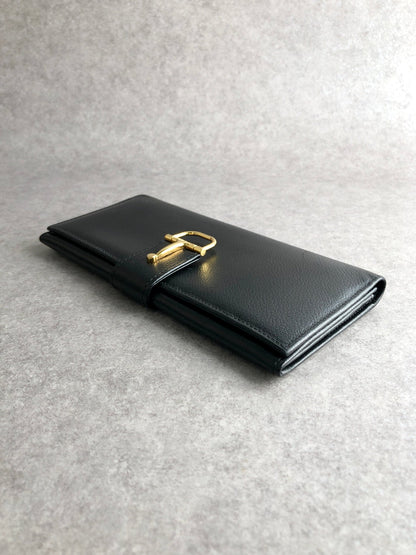 CELINE Horse Bit Long Wallet Black Vintage t6vnxy