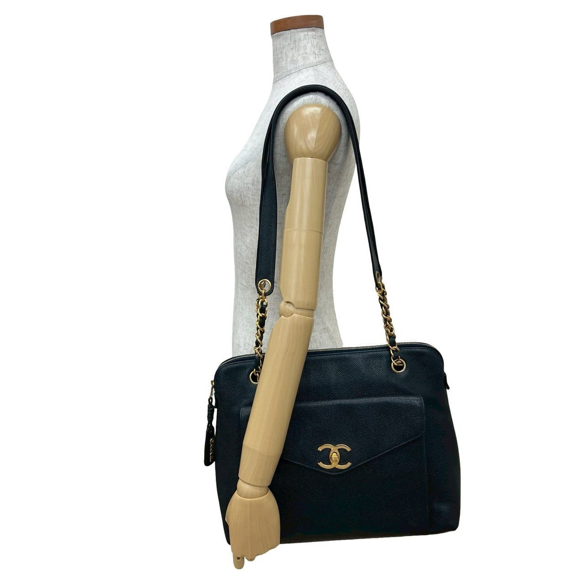 Chanel Coco Mark Caviar Leather Shoulder Bag