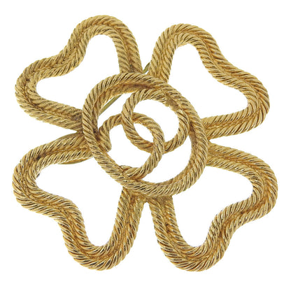 CHANEL Brooch Plated Gold gold vintage COCO Mark Clover Women Used