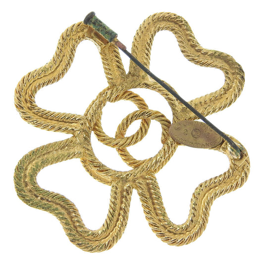 CHANEL Brooch Plated Gold gold vintage COCO Mark Clover Women Used