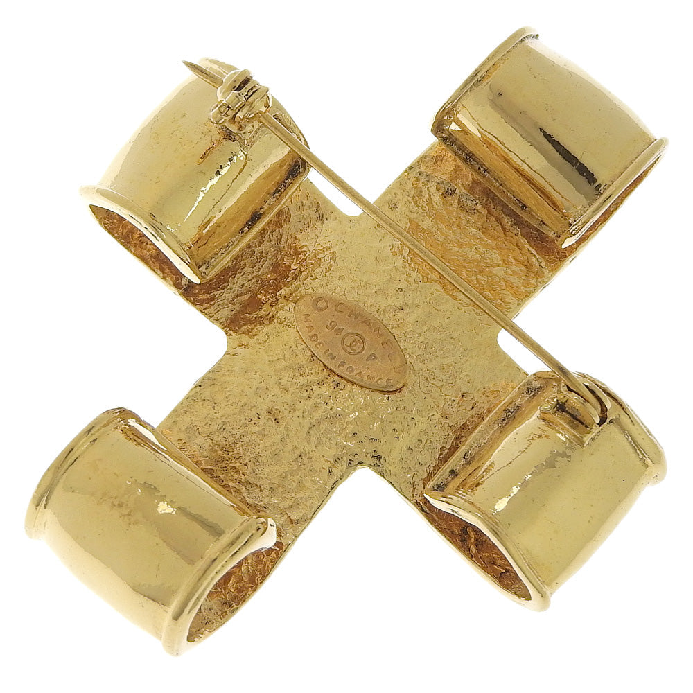 CHANEL Brooch Plated Gold gold vintage COCO Mark cross Women Used