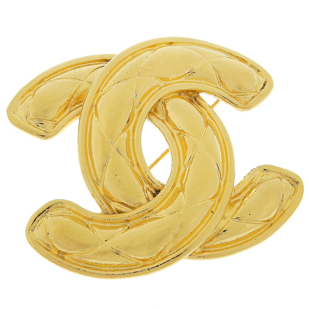 CHANEL Brooch Plated Gold gold vintage Matrasse COCO Mark Women Used