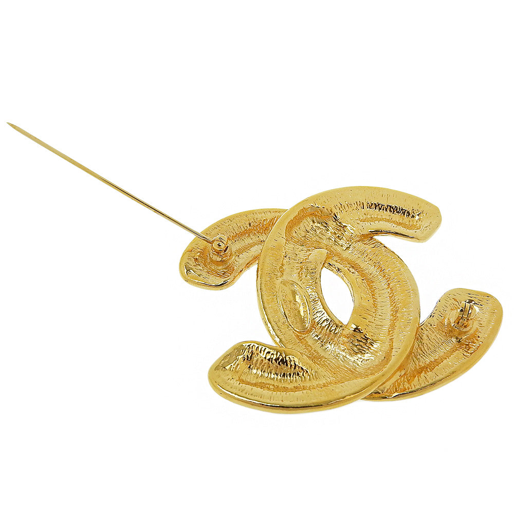 CHANEL Brooch Plated Gold gold vintage Matrasse COCO Mark Women Used