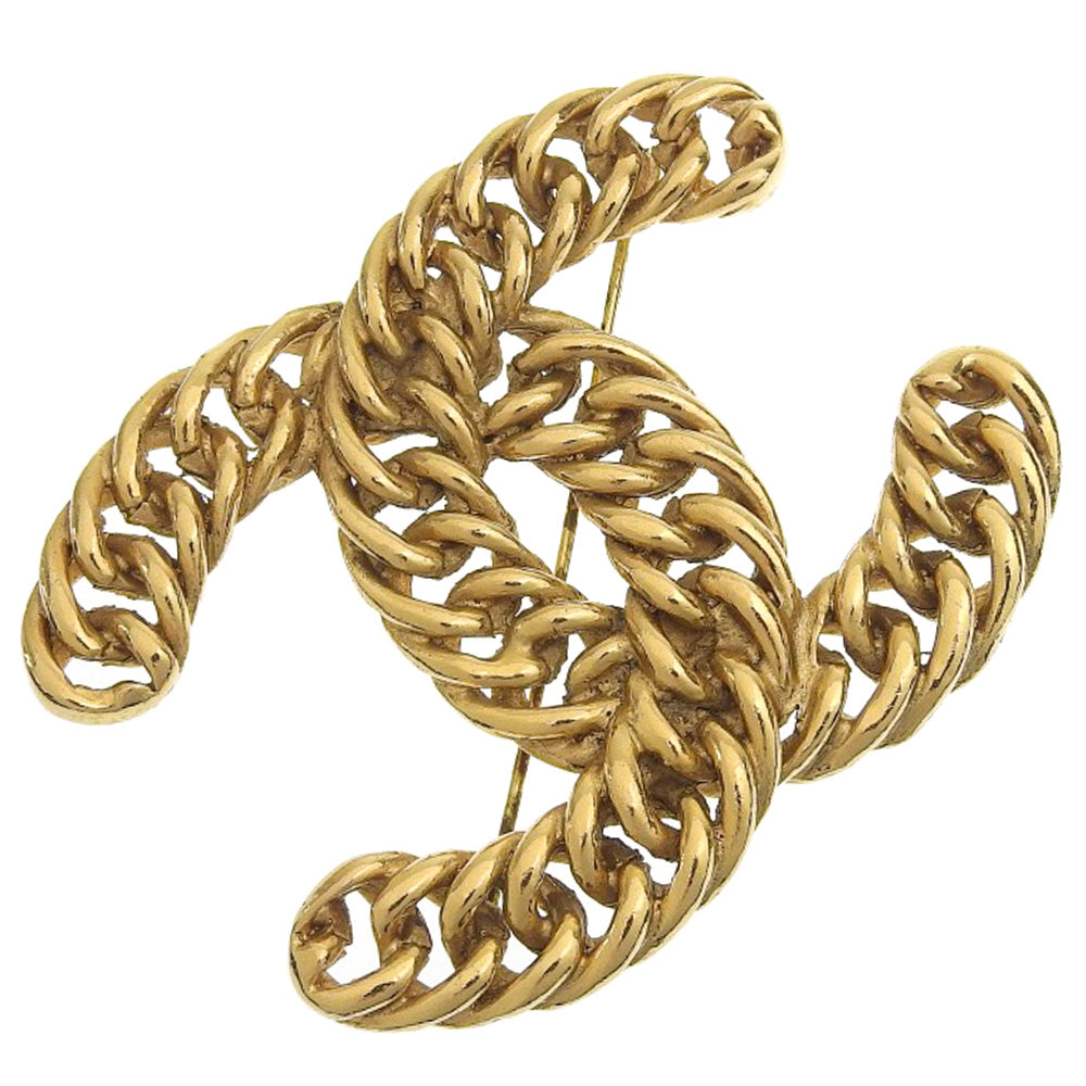 CHANEL Brooch Plated Gold gold Chain COCO Mark Women Used