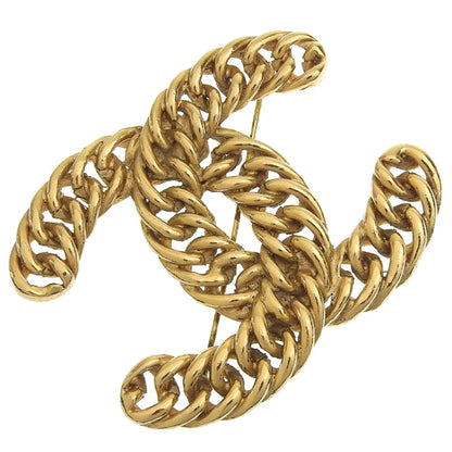 CHANEL Brooch Plated Gold gold Chain COCO Mark Women Used