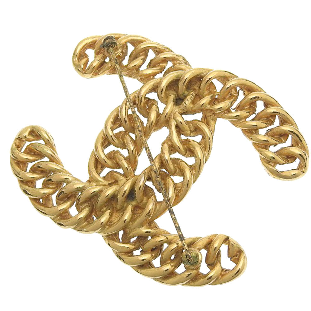 CHANEL Brooch Plated Gold gold Chain COCO Mark Women Used