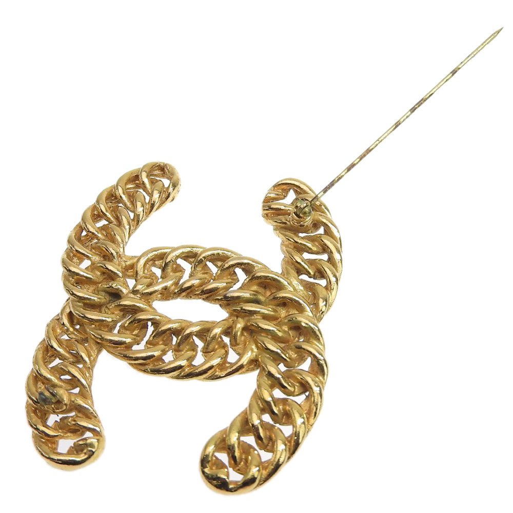 CHANEL Brooch Plated Gold gold Chain COCO Mark Women Used