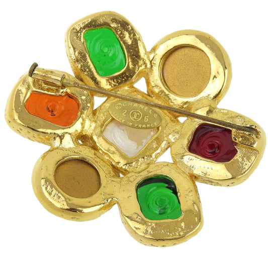 CHANEL Brooch Plated Gold gold Gripoa Women Used