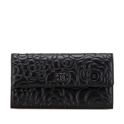 Chanel Camellia Lambskin Long Wallet