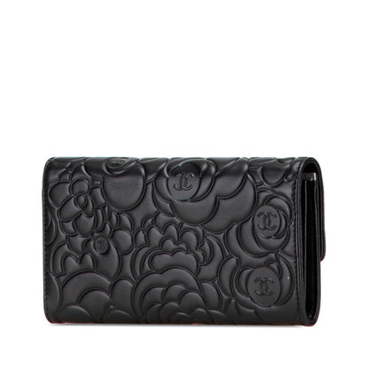 Chanel Camellia Lambskin Long Wallet