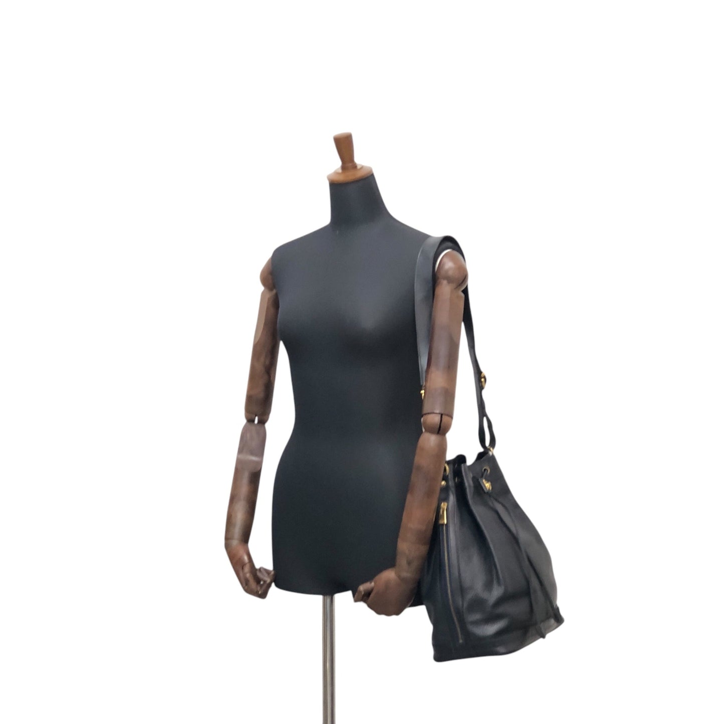 CELINE Gancini Drawstring Shoulder bag Dark Navy Vintage 5xguk7