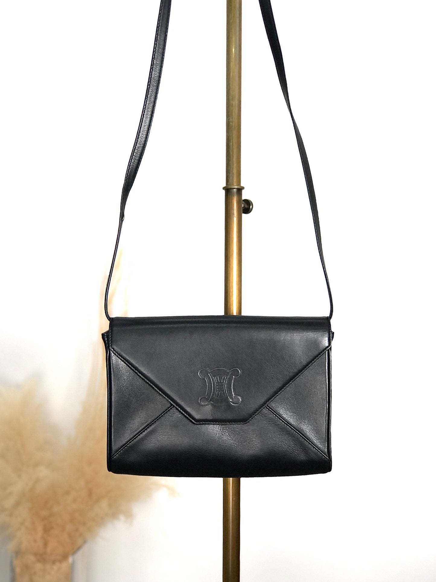 CELINE  Crossbody Shoulder bag Black Vintage byue3n
