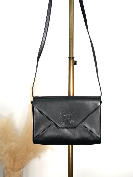 CELINE  Crossbody Shoulder bag Black Vintage byue3n