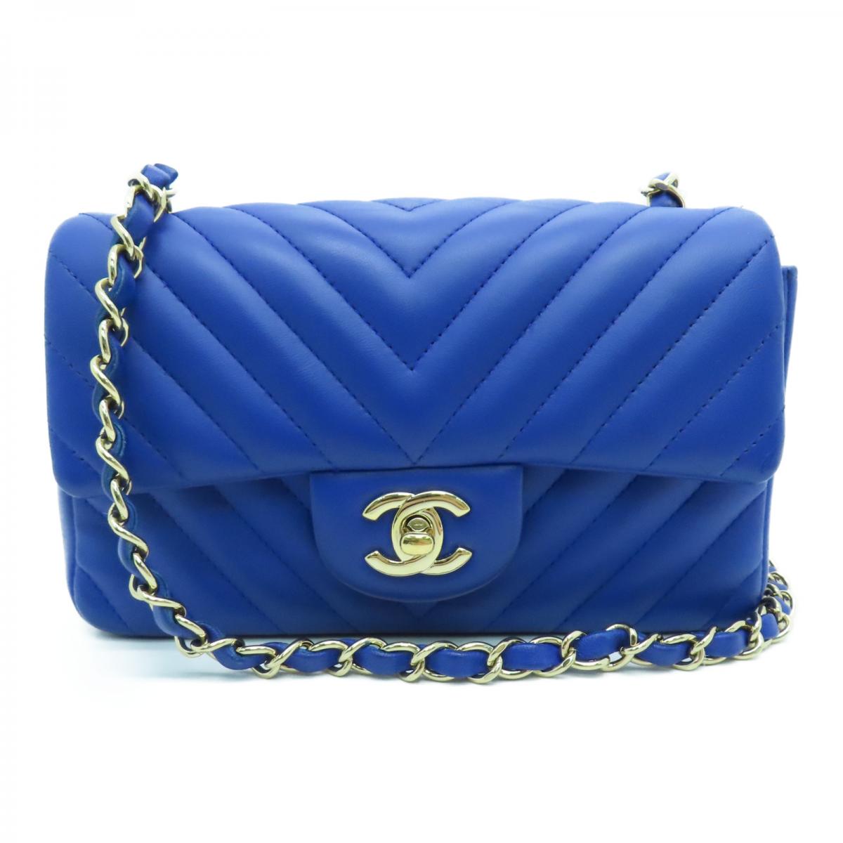 Chanel Mini Chevron Blue Bag