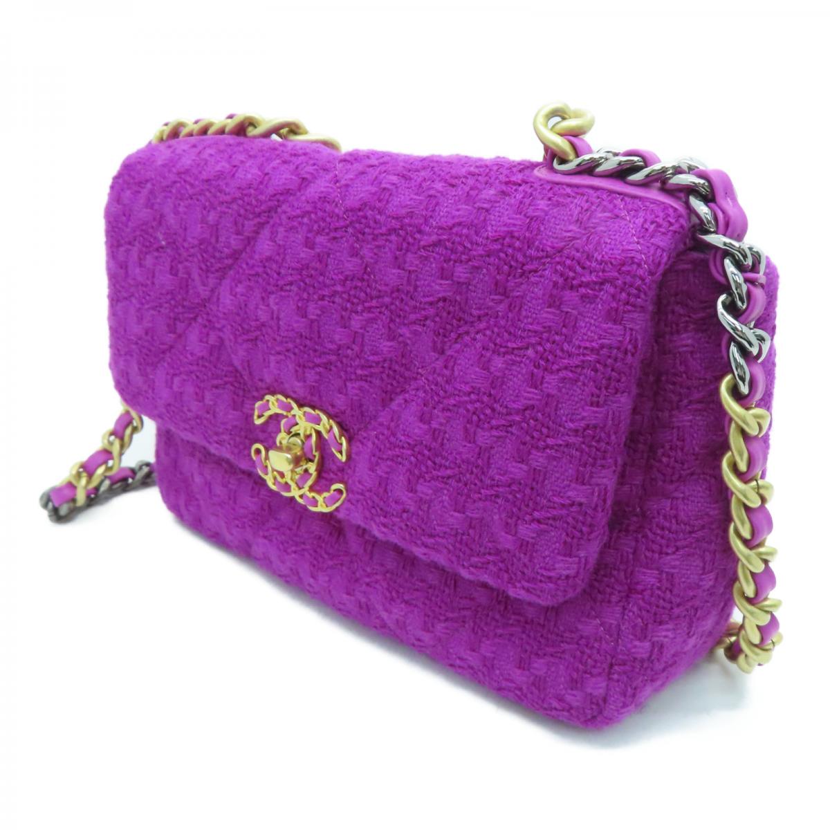 Chanel 19 Pink Tweed Quilted Bag