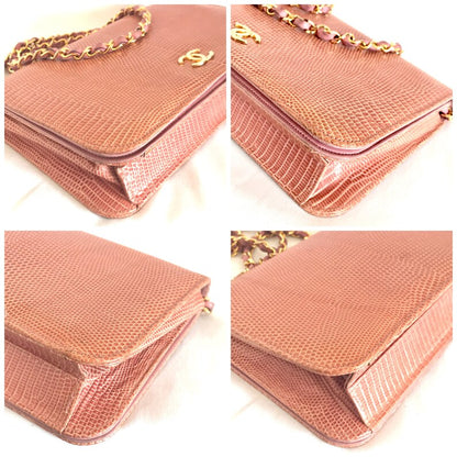 CHANEL Vintage milky pink genuine lizard leather 2