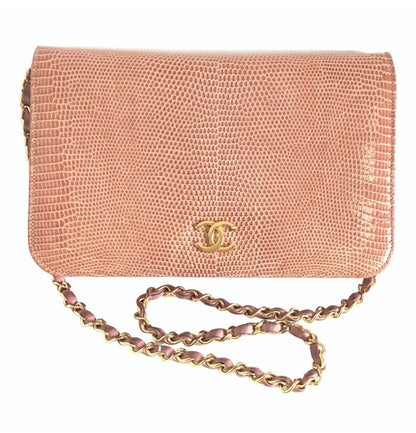 CHANEL Vintage milky pink genuine lizard leather 2