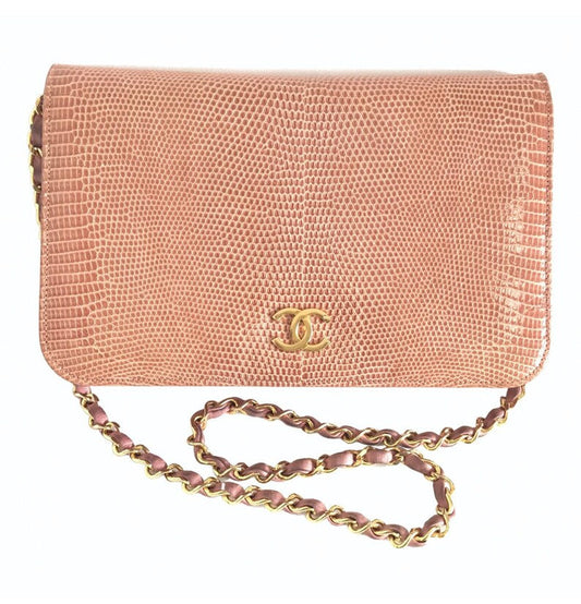 CHANEL Vintage milky pink genuine lizard leather 2