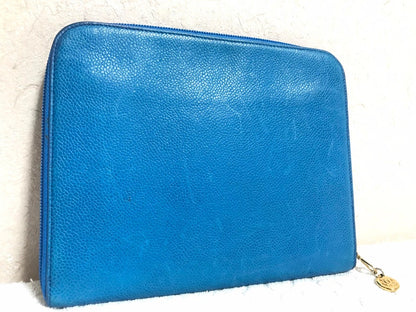 Chanel Vintage blue caviar clutch Bag, iPhone case, large wallet, cosmetic case pouch, mini Bag