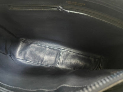 Celine Vintage navy genuine leather shoulder bag with golden triomphe logo