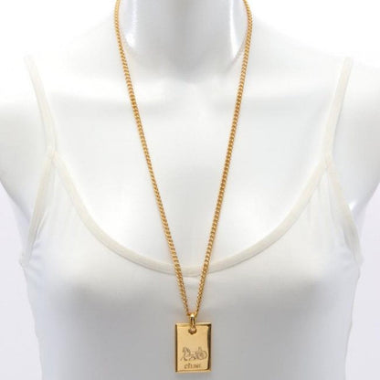 Celine Vintage golden chain necklace with logo embossed plate