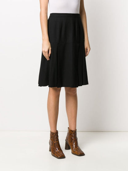 Pleated Black Wool Skirt