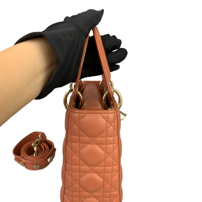 Small ABC Dior Lucky Badges Lambskin Orange GHW