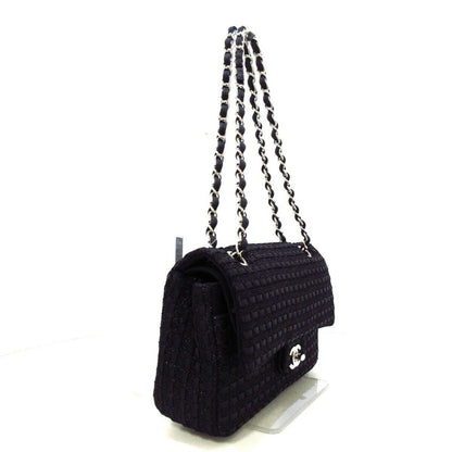 Medium Classic Flap Black Tweed SHW