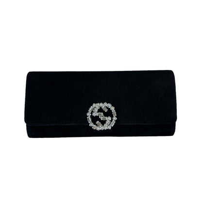 Gucci Broadway Suede Clutch Black SHW