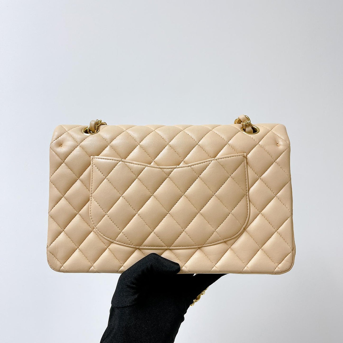 Double Flap Medium Lambskin Beige GHW