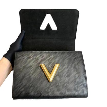 Louis-Vuitton Twist Lock Epi Leather MM Black GHW