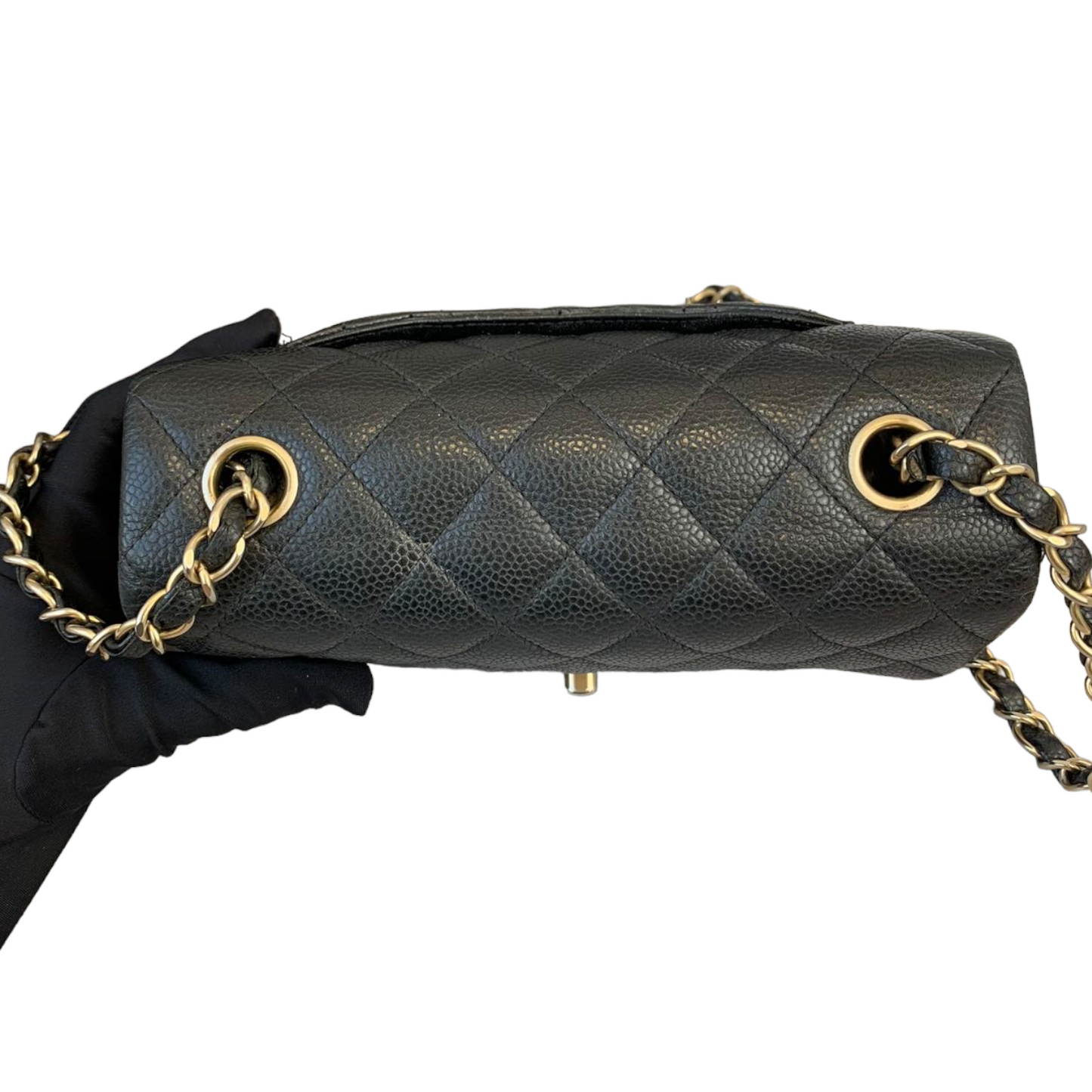 Mini Rectangle Flap Caviar Black GHW