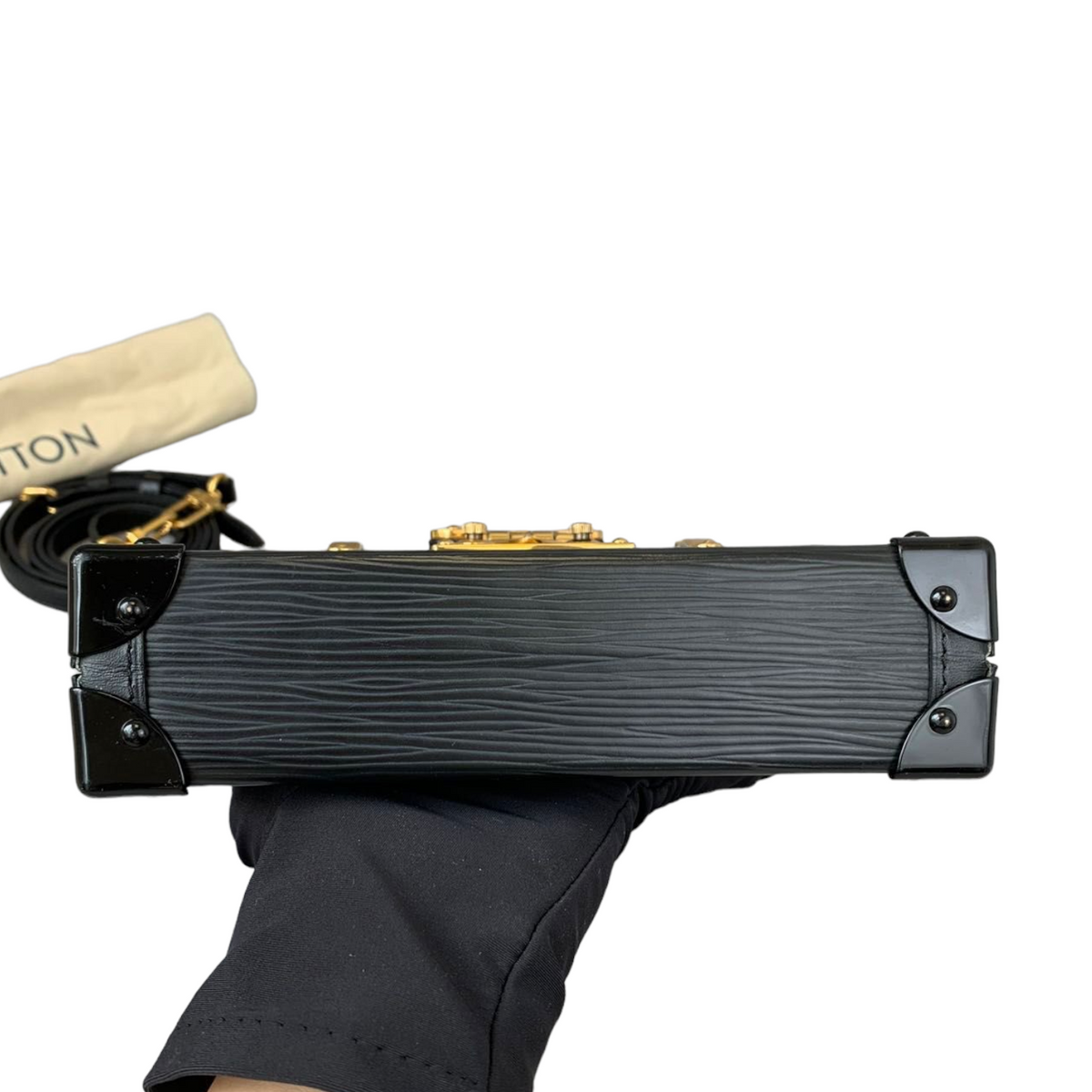Louis-Vuitton Petite Malle Trunk Chest Black GHW