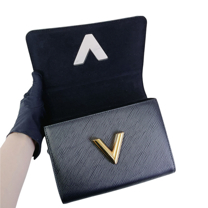 Louis-Vuitton Twist Epi Leather MM Black GHW
