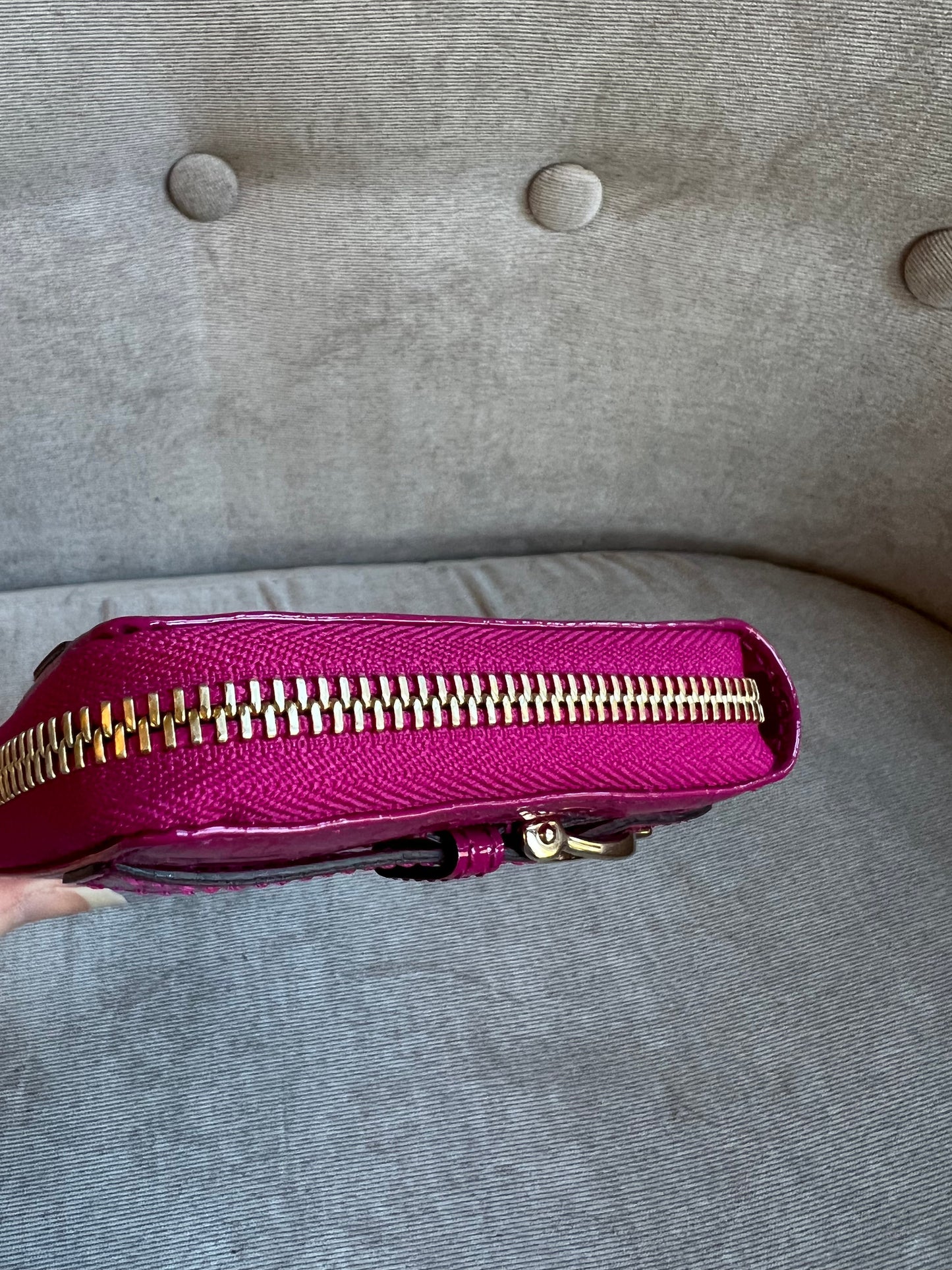 Gucci Pink Patent Guccissima Print Wallet