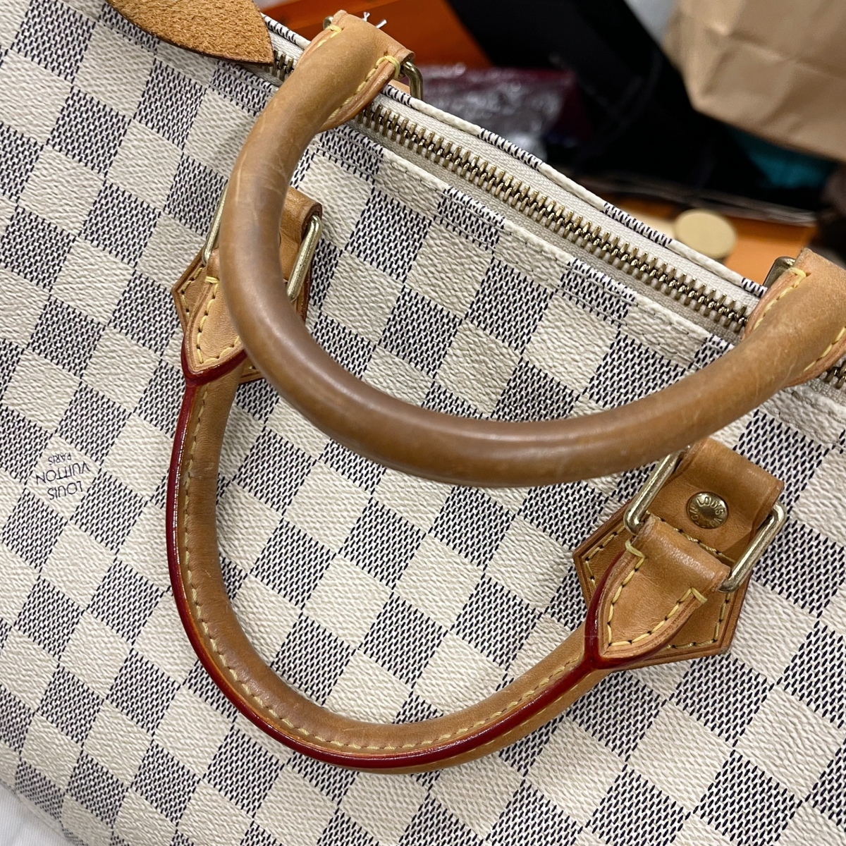 Louis-Vuitton Damier Azur Speedy 35 White GHW