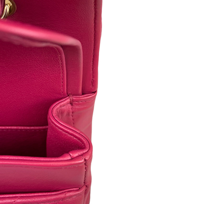 Classic Chevron Double Flap Medium Lambskin Pink GHW