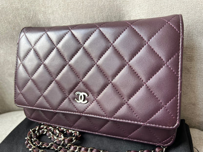 Chanel Aubergine Lambskin Wallet on Chain