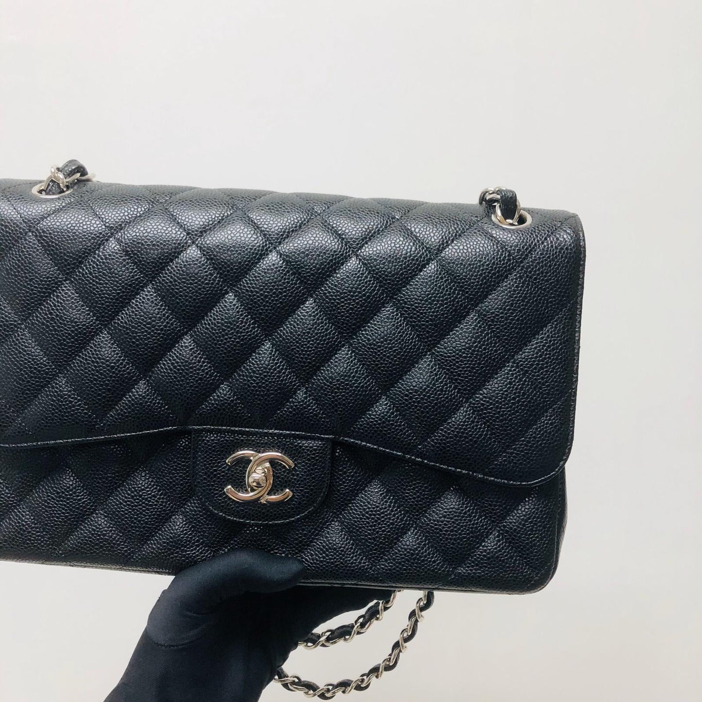 Classic Double Flap Jumbo Bag in Black Caviar with SHW