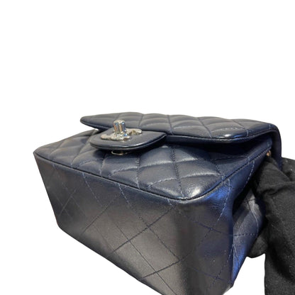 Classic Flap Square Mini Lambskin Dark Blue SHW