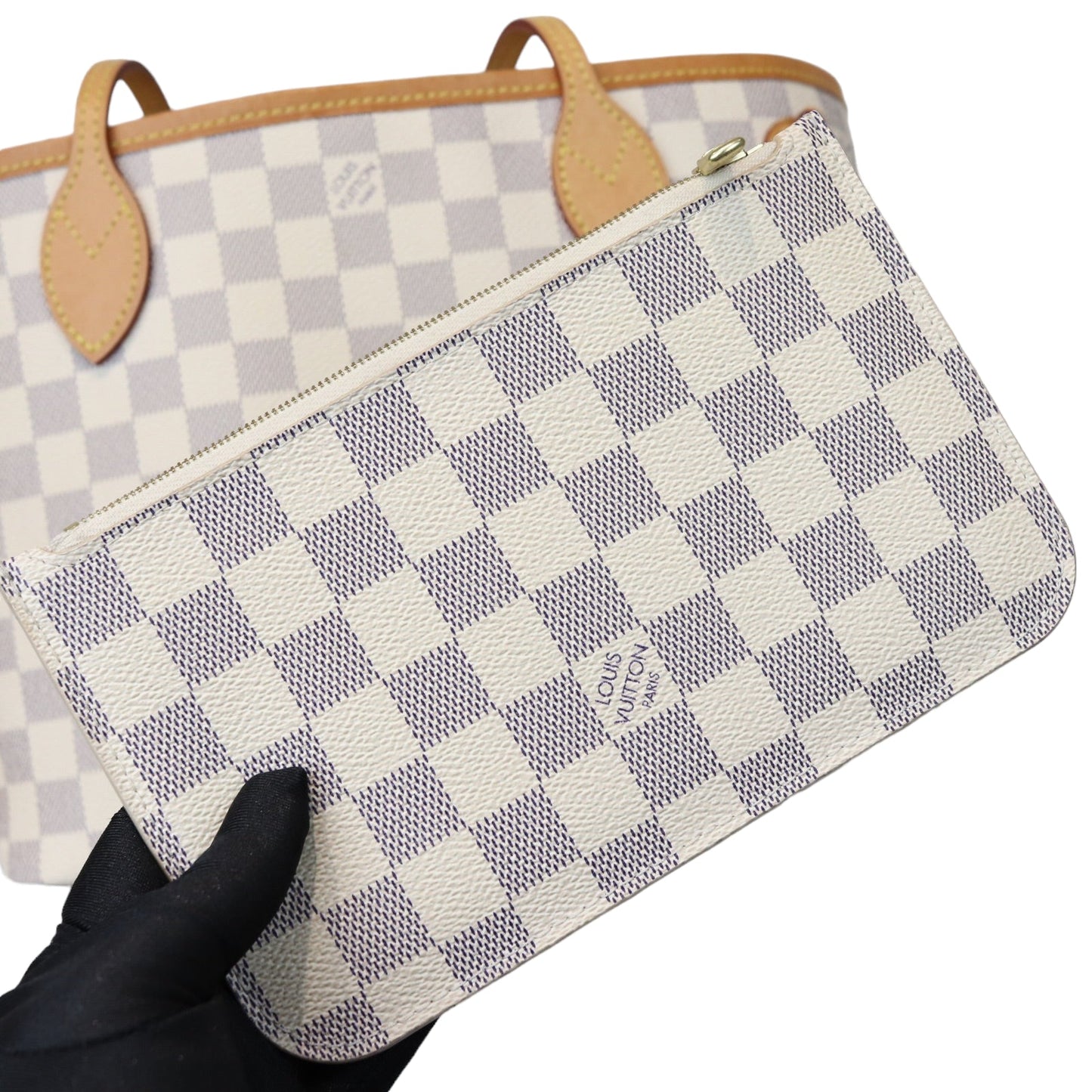 Louis-Vuitton Neverfull PM Damier Azure Canvas White GHW