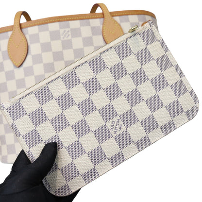 Louis-Vuitton Neverfull PM Damier Azure Canvas White GHW