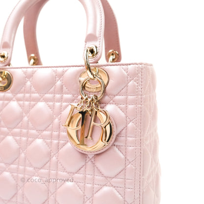 Christian Dior Medium Lady Dior Pink Lambskin Gold Hardware