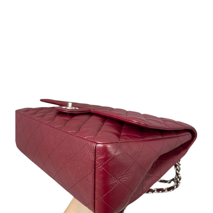 Single Flap Maxi Caviar Maroon SHW