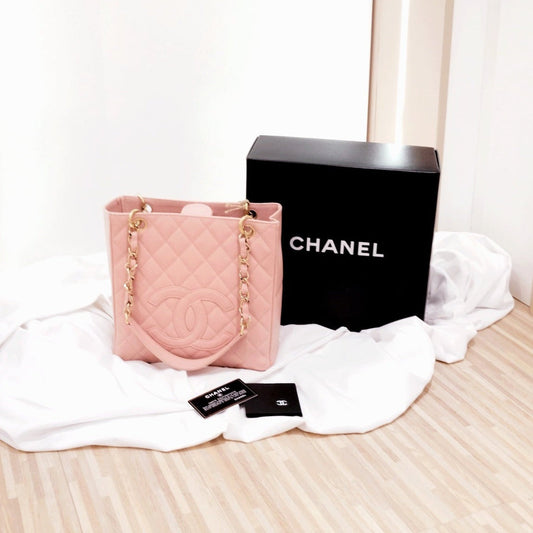 Chanel vintage petite shopping leather tote