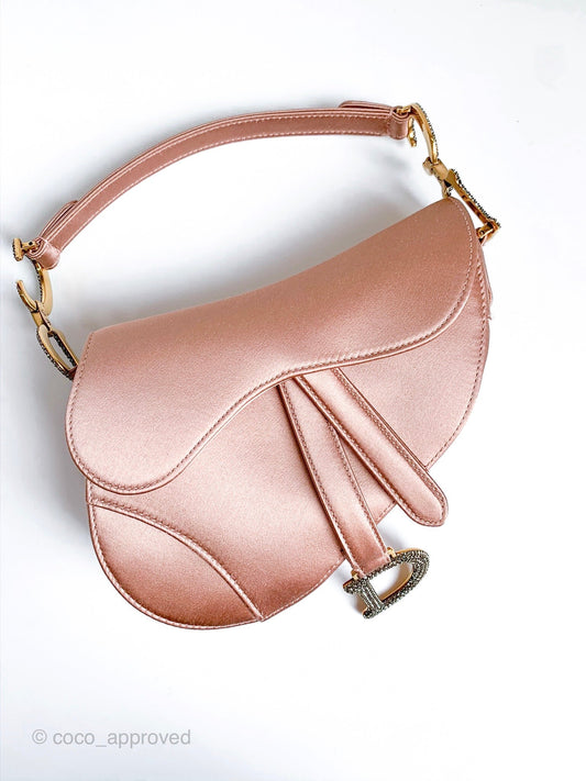 Dior Saddle Small Satin Pink Crystals