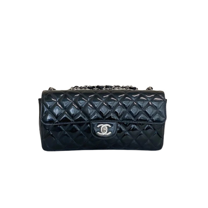 East West Flap Bag Patent Black SHW