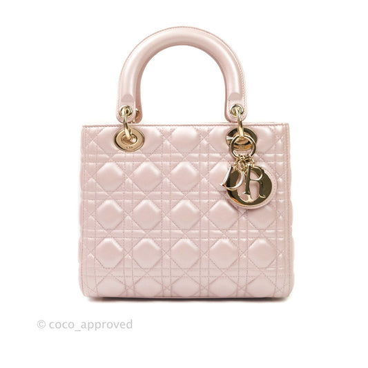 Christian Dior Medium Lady Dior Pink Lambskin Gold Hardware